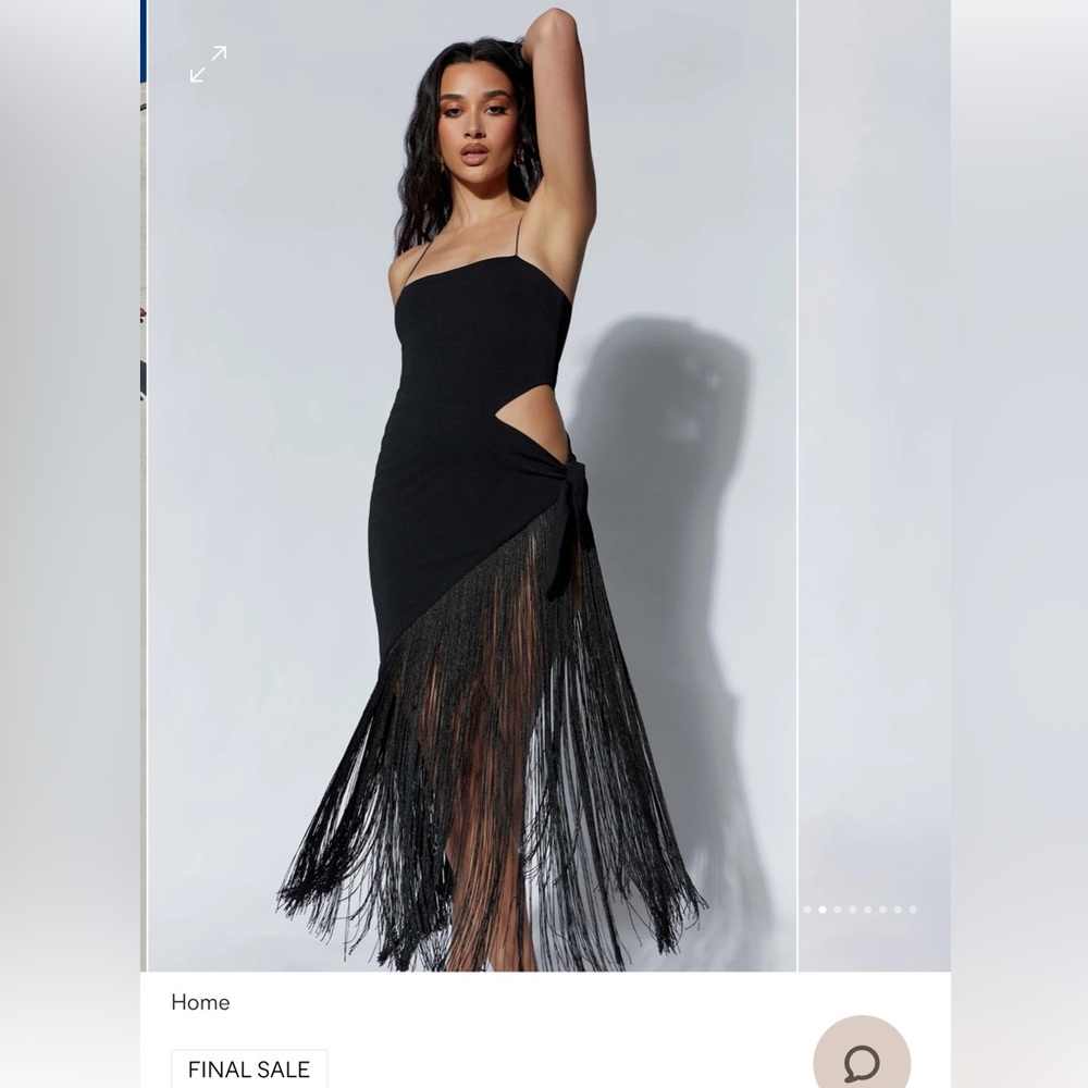 MESHKI MIDI DRESSES | YASMIN WRAP OVER MIDI DRESS WITH FRINGE size xxs